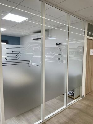 frosted sticker on glass partition